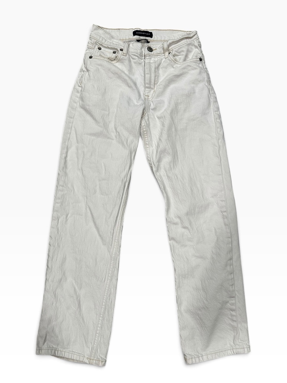 Aeropostale Women's Off-White Straight-Leg Jeans